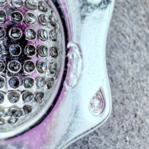 VTG Solid Sterling Silver 925 White Crystal Pavé Set Pendant Size 1" Length - Picture 5 of 11